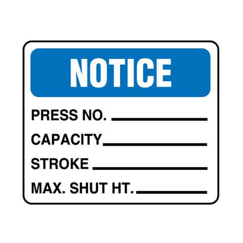 Notice For Metal-Forming Machinery