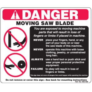 Moving Saw Blade Danger Sign