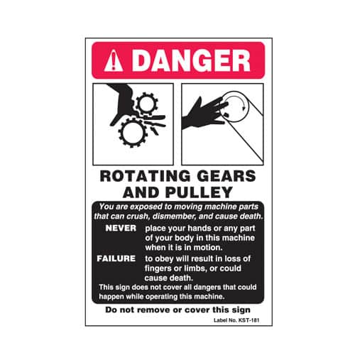 Rotating Gears and Pulley Danger Label