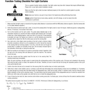 Function-Testing Checklist for Light Curtains (LLL055)