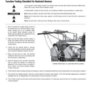 Function-Testing Checklist for Restraint Devices (LLL065)