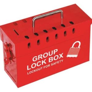Group Lockout Box, 13-Hole, Steel Red
