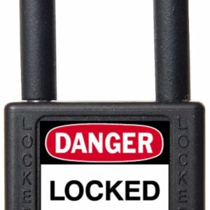 Padlock, 1.5" Shackle, Black, Keyed Alike
