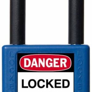 Padlock, 1.5" Shackle, Blue, Keyed Alike