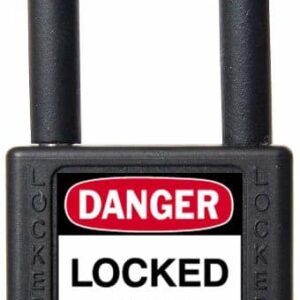 Padlock, 1.5" Shackle, Black, Keyed Different