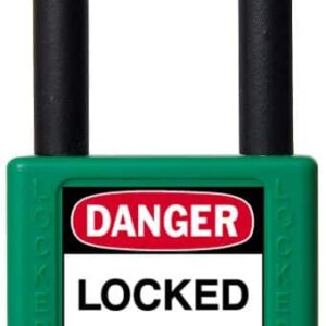Padlock, 1.5" Shackle, Green, Keyed Different