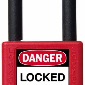 Padlock, 1.5" Shackle, Red, Keyed Different