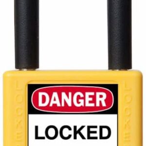 Padlock, 1.5" Shackle, Yellow, Keyed Different
