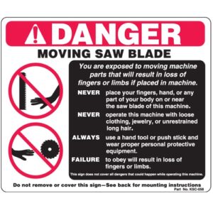 Moving Saw Blade Danger Sign|||